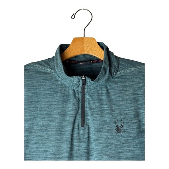 Spyder Shirt Men Medium Green Quarter Zip Performance Pullover Active Athleisure - Picture 3 of 6